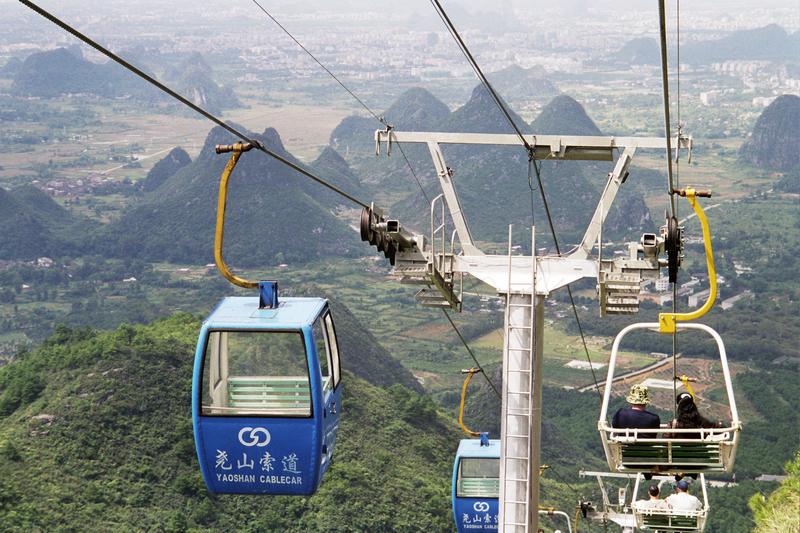 <p>Cable car at Yaoshan near Guilin, China</p>