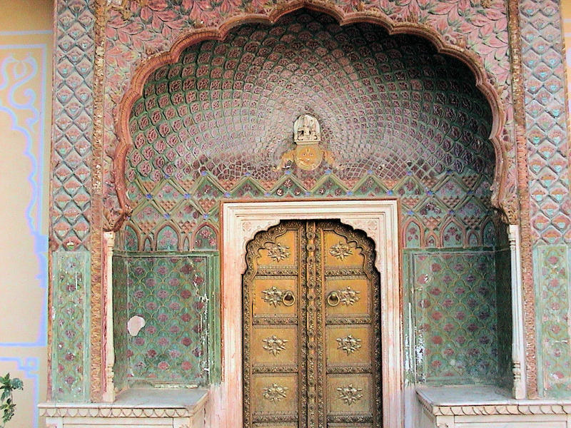 <p>Arched doorway inside Palace of Winds, Jaipur, Rajasthan</p>