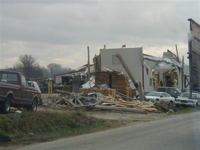 <p>Destruction: After effects of Daviess County Tornado.</p>