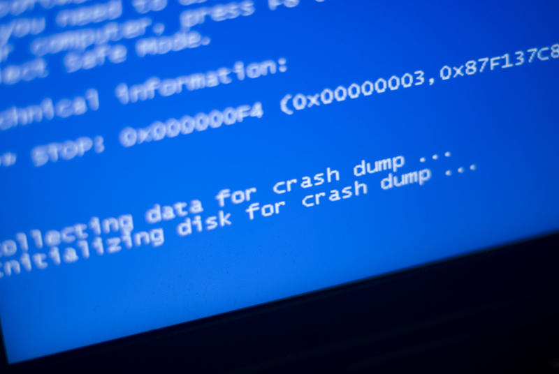 So called blue screen of death, a critical stop memory dump message from a computer operating system that has crashed