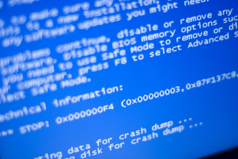 So called blue screen of death, a critical error message from a computer operating system