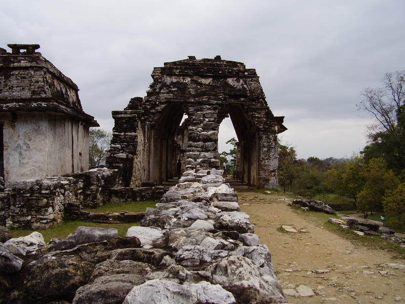 Mayan ruins and corbeled arches at palenque, Mexico