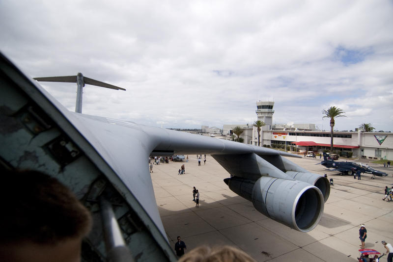 editorial use only: the view from a c5 carrier aircraft at an airshow