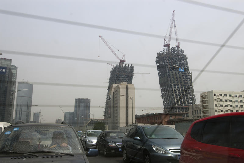 construction of the China Central Television Headquarters in beijing china.