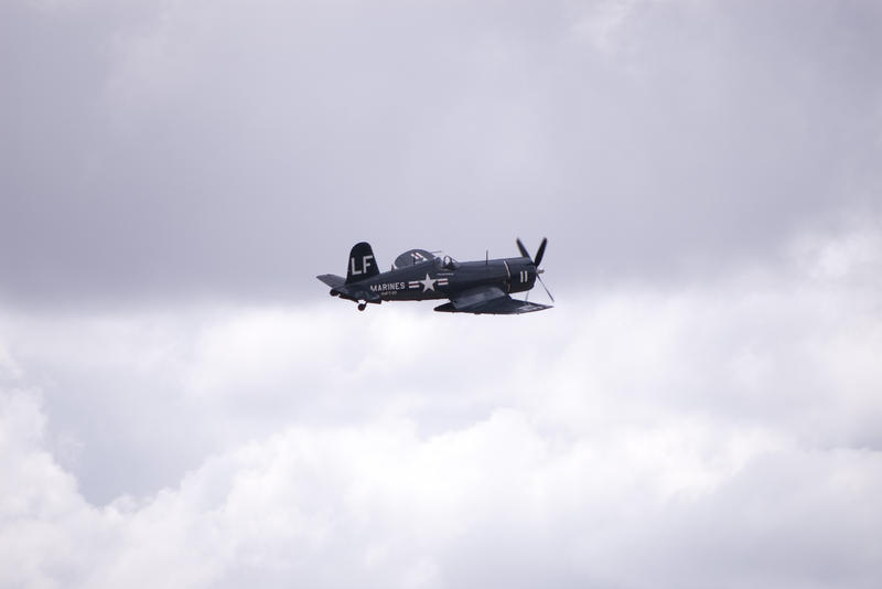 a US marines F4U Corsair, a propeller powered navy aircraft