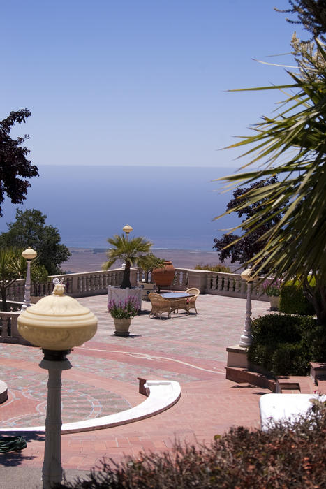 Editorial Use Only: Hearst Castle Verandah looking out over the the california pacific coast