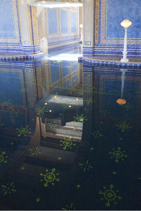 Editorial Use Only: Hearst Castle indoor roman pool, blue an gold mosaic tiles