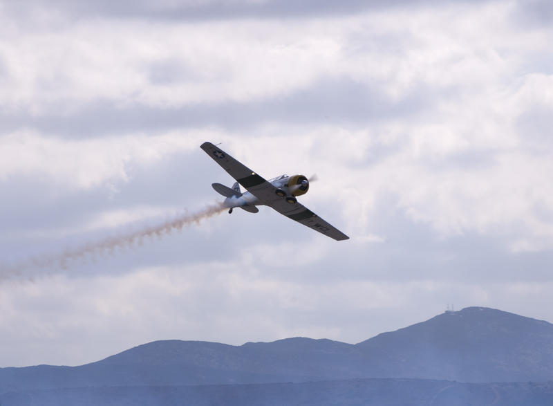 A T-6 navy training aircraft at an airshow