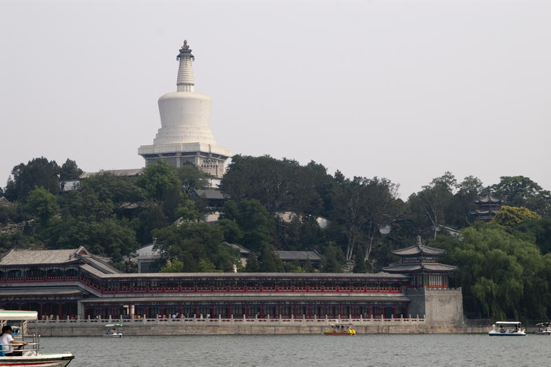 a white pagoda in a beijing park