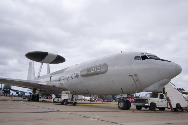 editorial use only: a nato Boeing E-3 Sentry AWACS (AEW&C) aircraft at an airshow