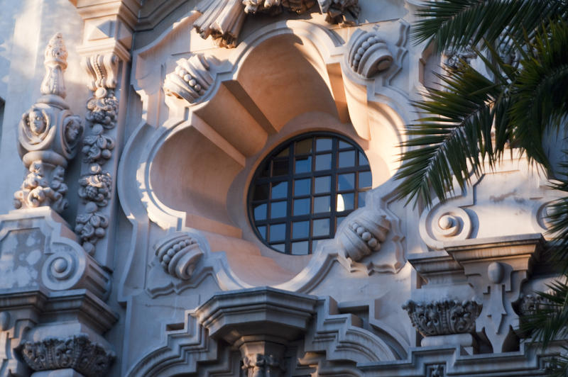 details of Spanish Colonial Revival architecture in balboa park, san diego, built for the 1915 Panama