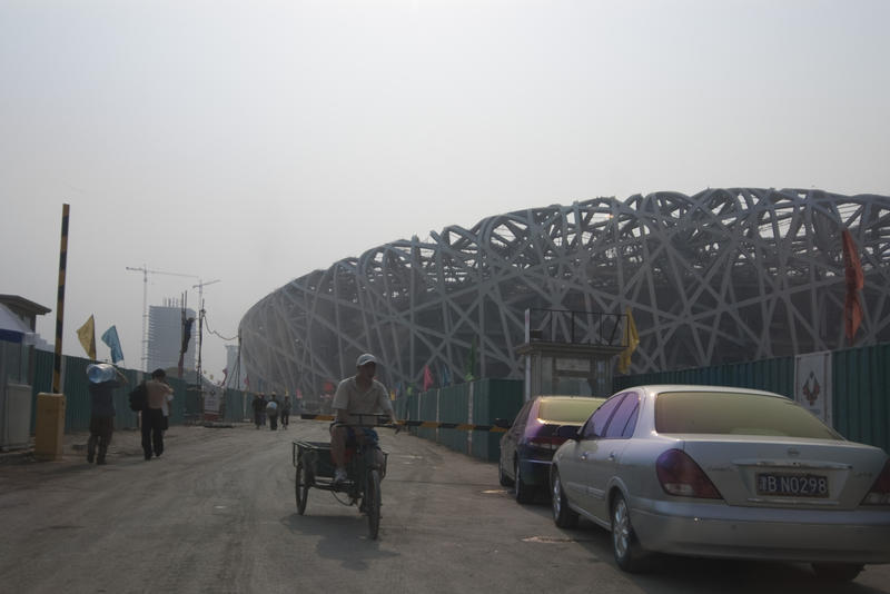 construction of the birds nest stadium, beijing