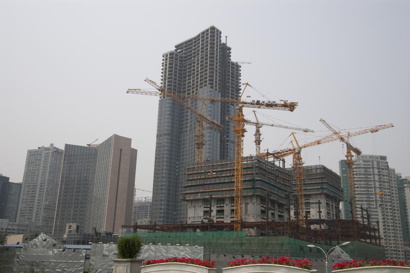 many new buildings under construction in the beijing construction boom 2007