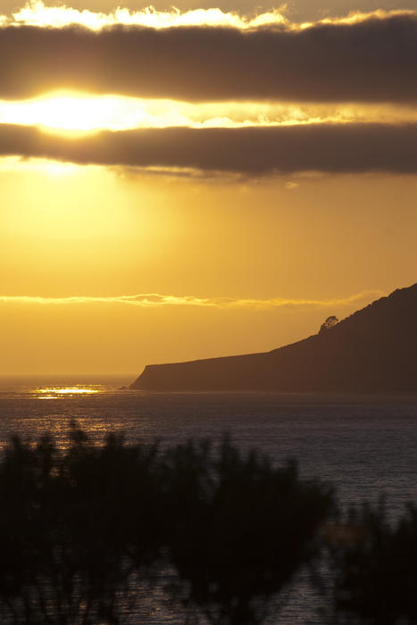 a beautiful golden yellow sunset over california big sur coastline