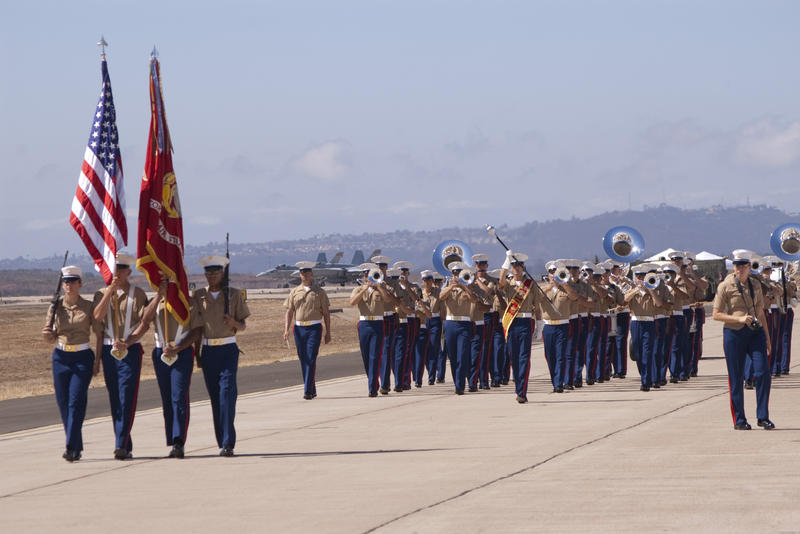 editorial use only : a navy marching band