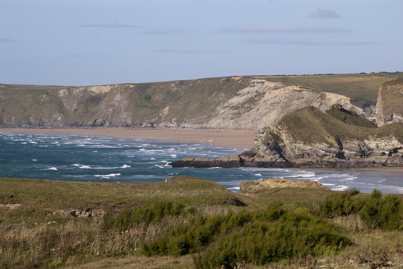 miles of golden sand on one of cornwalls surf beaches near newquay