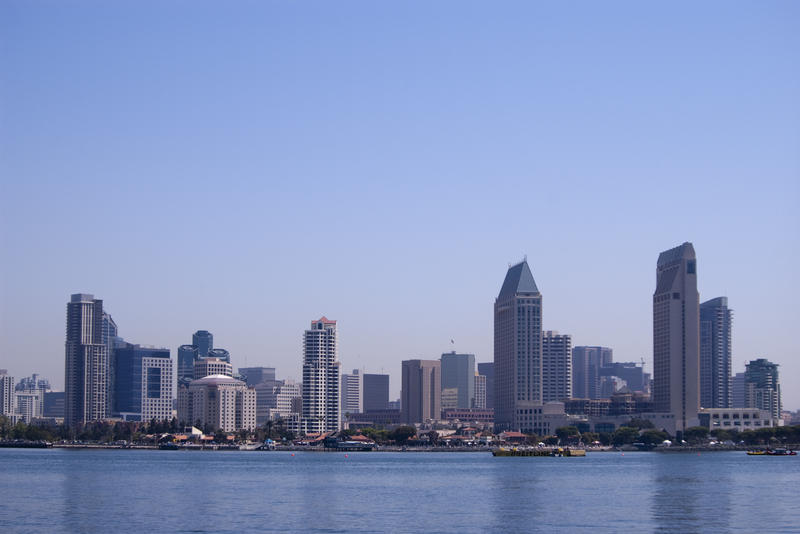 panorama of downtown san diego buildings along the waterfront