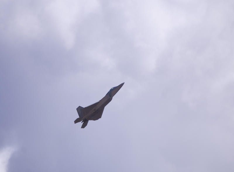 A Lockheed Martin F-22 Raptor performing at an airshow