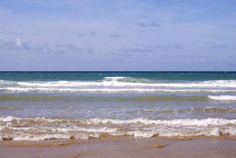 waves breaking on newquays famous fistral beach