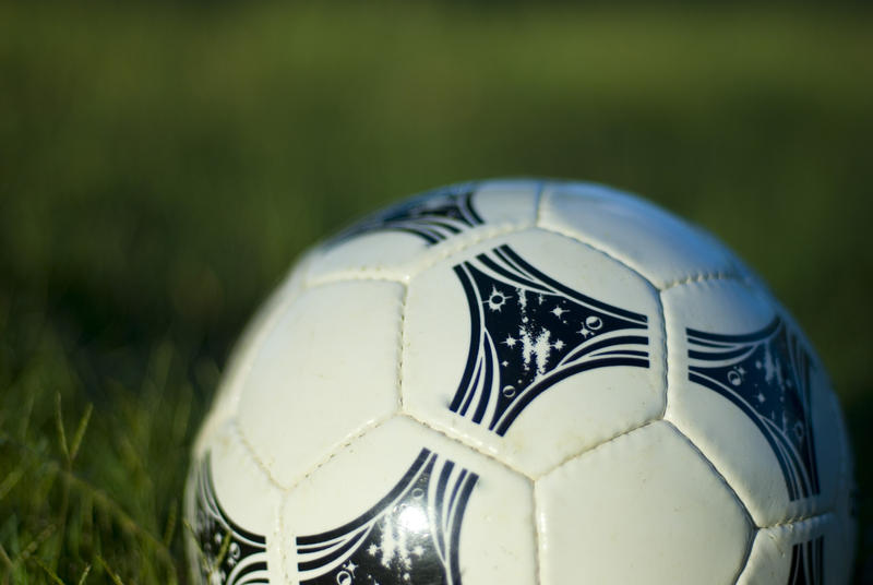 a football placed on a football field