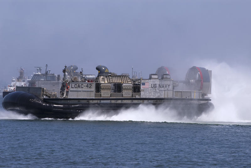 skimming across the water a us navy hovercraft