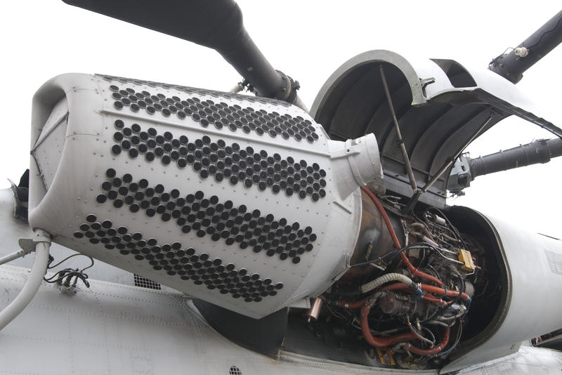 an air intake filter on a jet helicopter