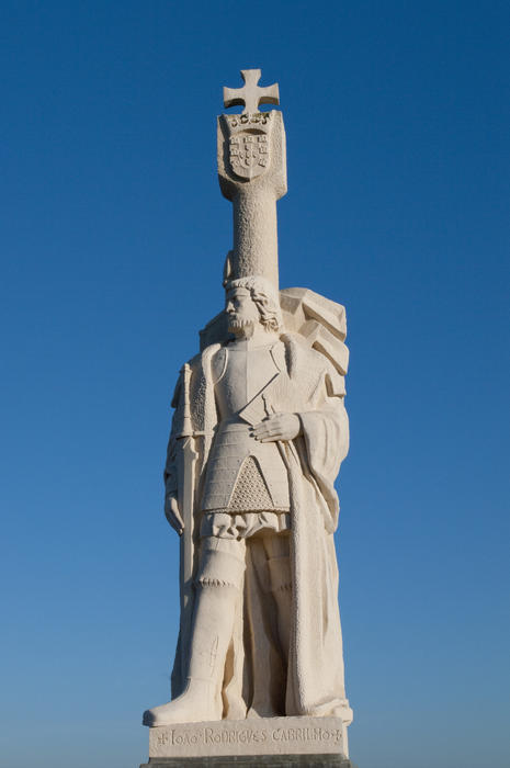 a statue of Juan Rodriguez Cabrillo at Point Loma, San Diego