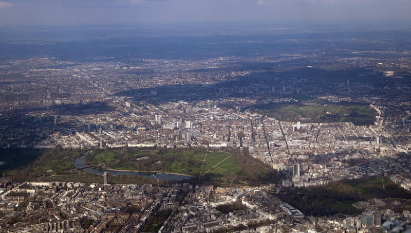 an aerial view of london including hyde park and the serpentine from the air