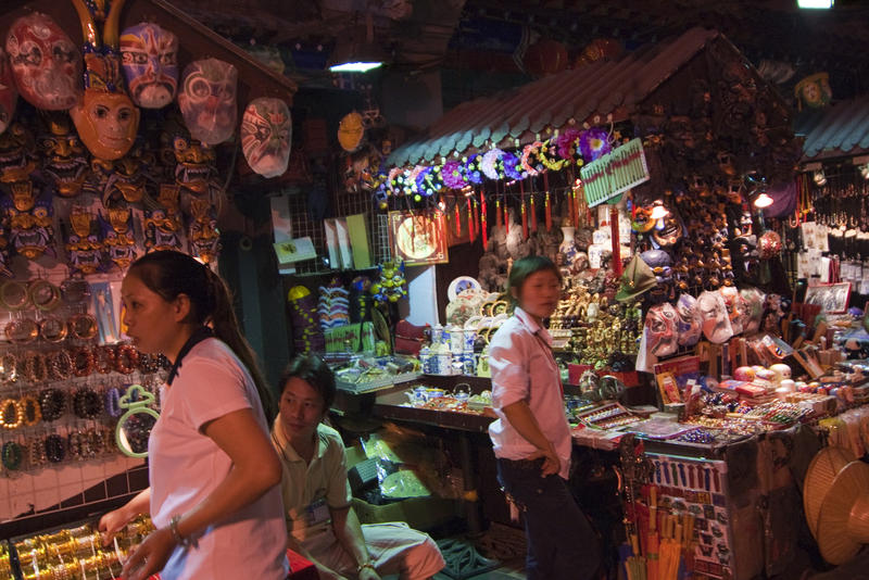 market stalls in a night market in china