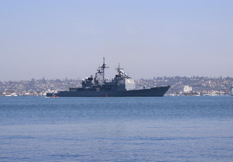 the US navy destoryer USS Mitscher in San diego