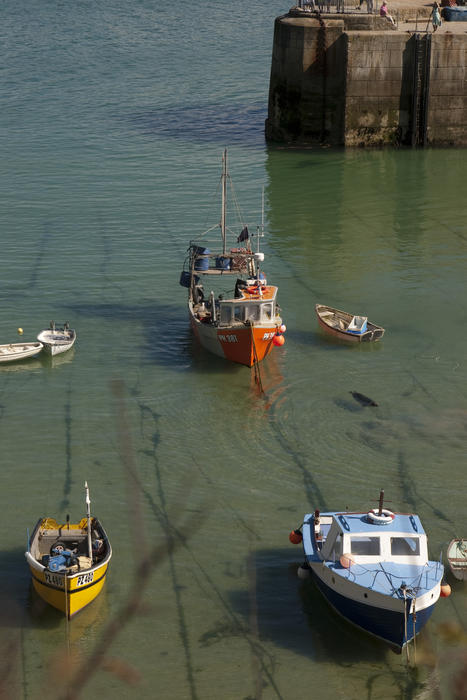 small boats moored in newquay harbour