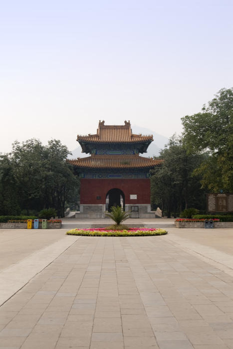 a small chinese style temple building gate