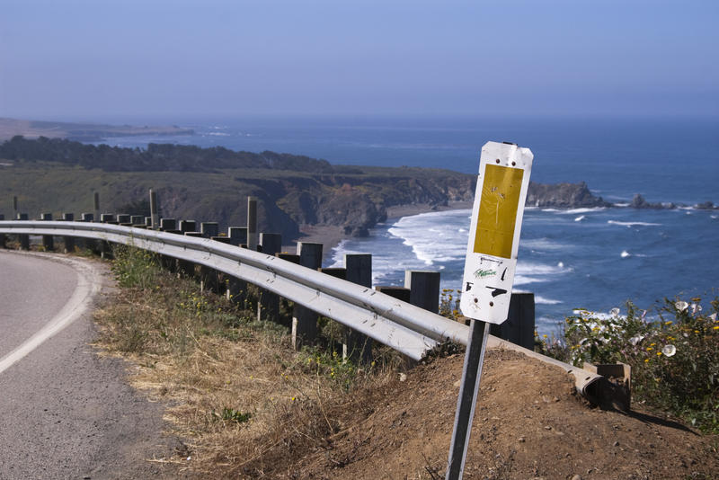 lookout out across San Carpoforo Beach to ragged point, from a curve on highway 1