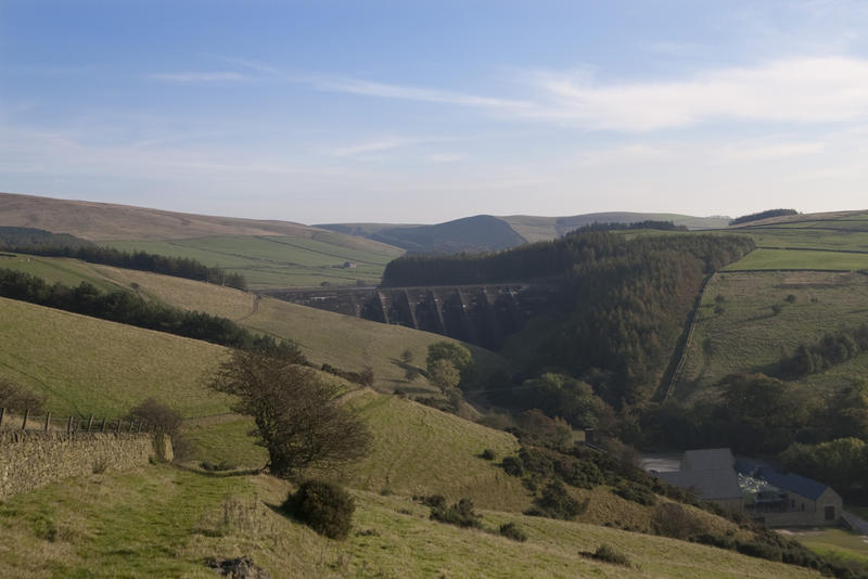 a concrete reservoir dam wall