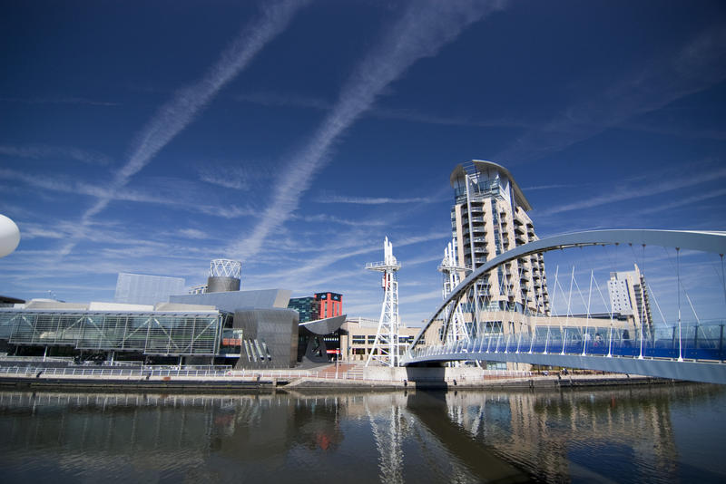 the Salford Quays Millennium footbridge, manchester, UK