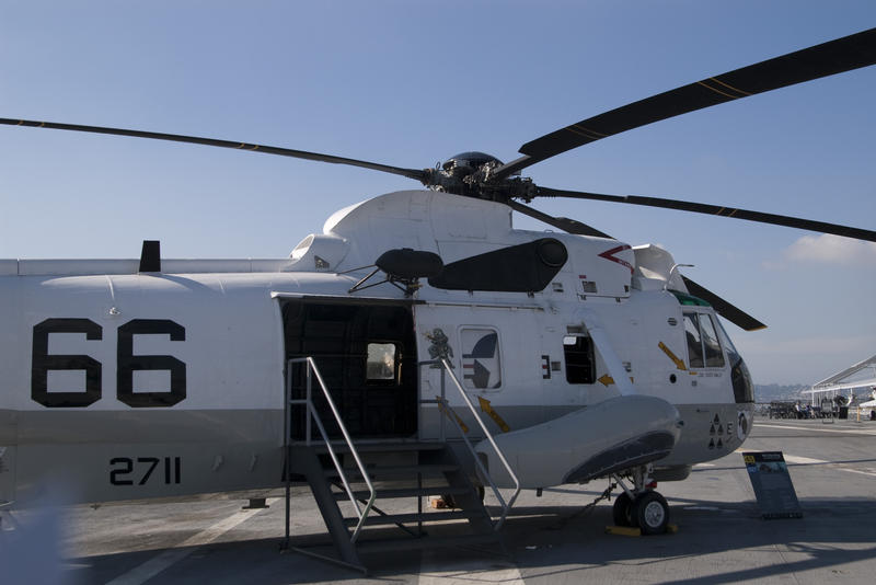 onboard the USS midway, a SH-3 Sea King helicopter