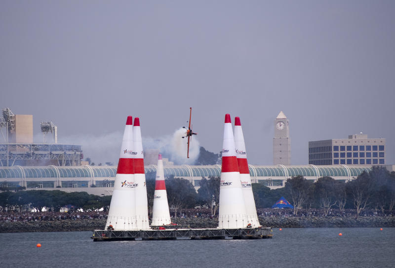 editorial use only : air display at the red bull air race, san diego