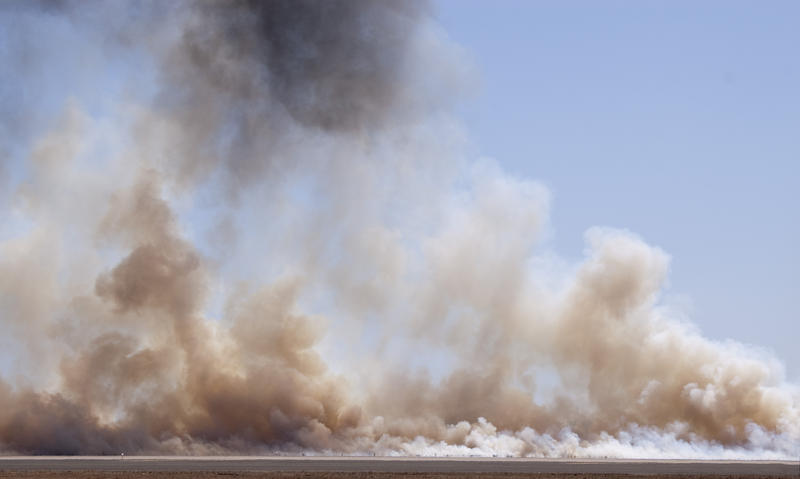 a wall of smoke created at an military show day