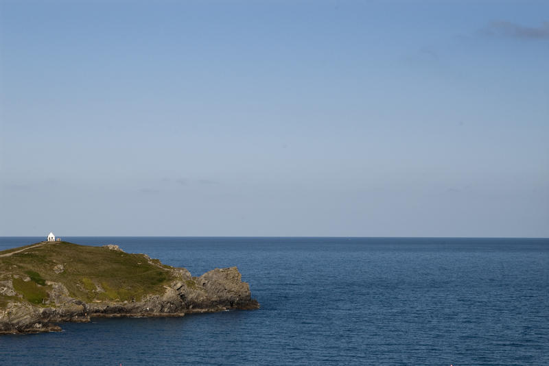 a view out to sea past the towan head lookout, newquay, cornwall