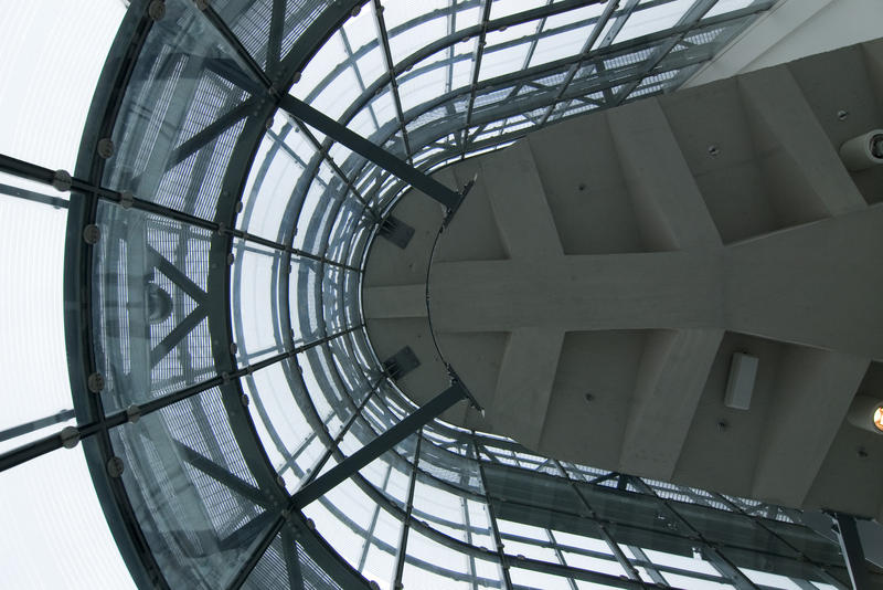 modern glass interior of the manchester urbis centre