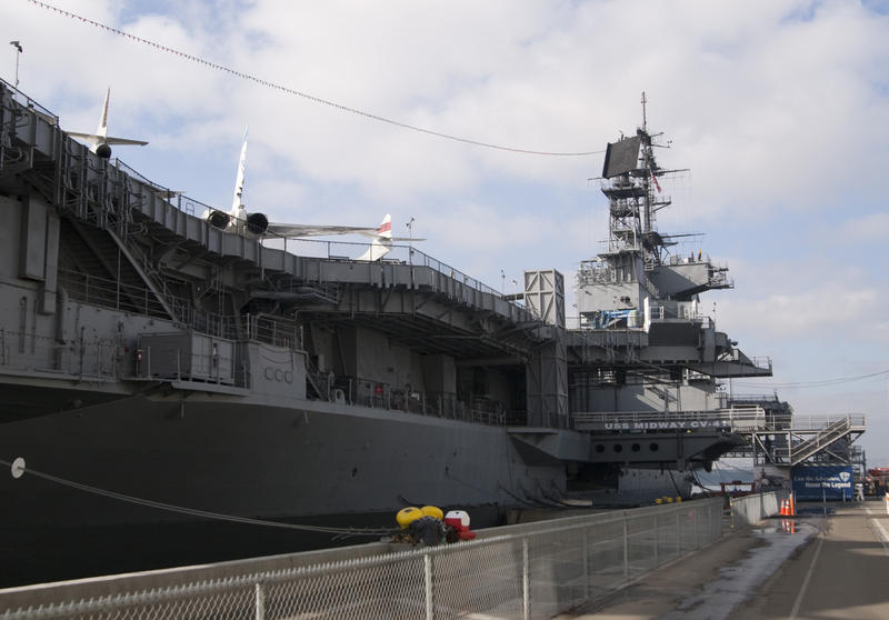 aircraft carrier USS midway at a quayside