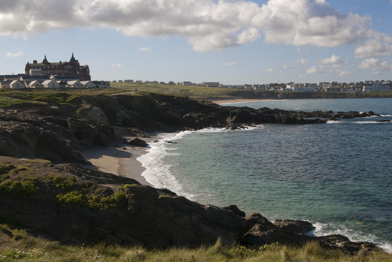 the view from towan head towards fistral beach, newquay