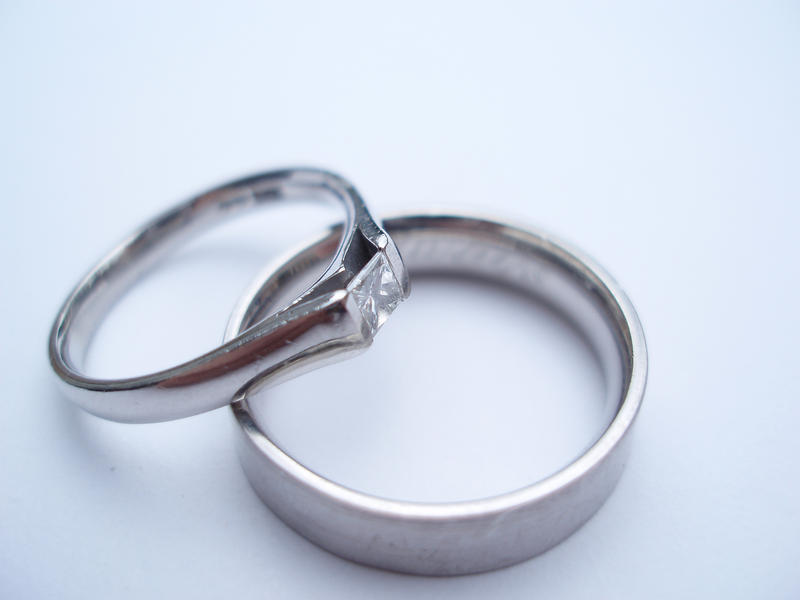 two classic styled silver wedding rings