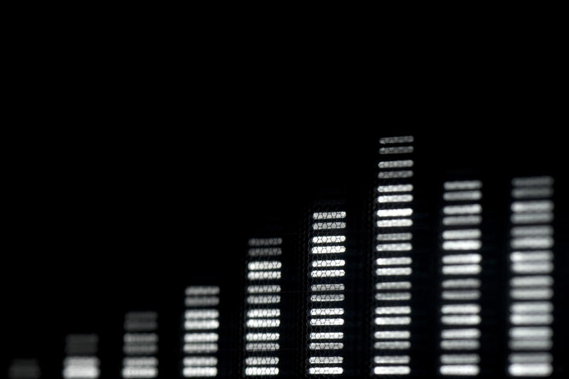 a spectrum analyser display pictured at an angle with plenty of space of text above