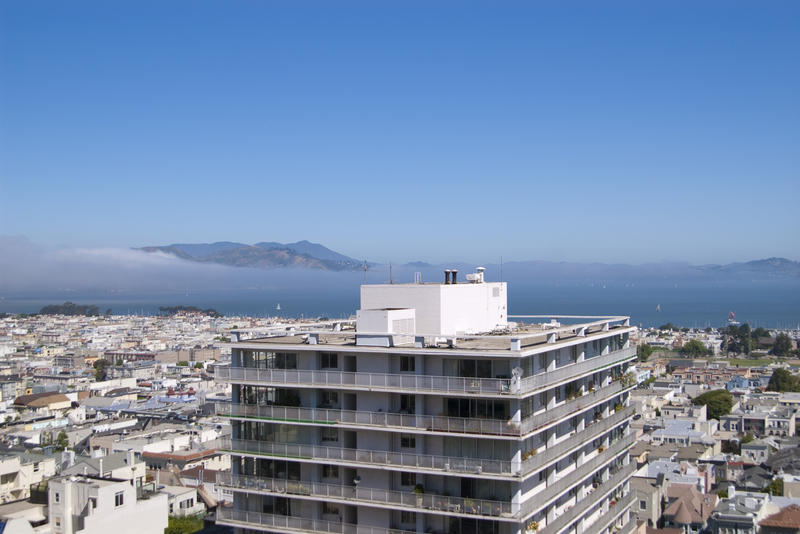 view of san francisco bay shrouded in mist