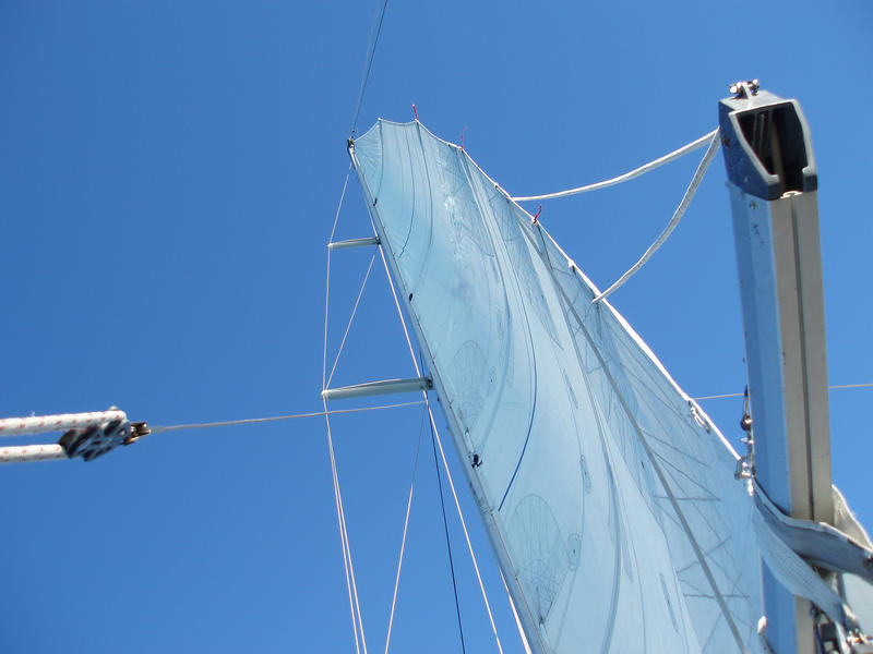 looking up the mast of a sailing yacht