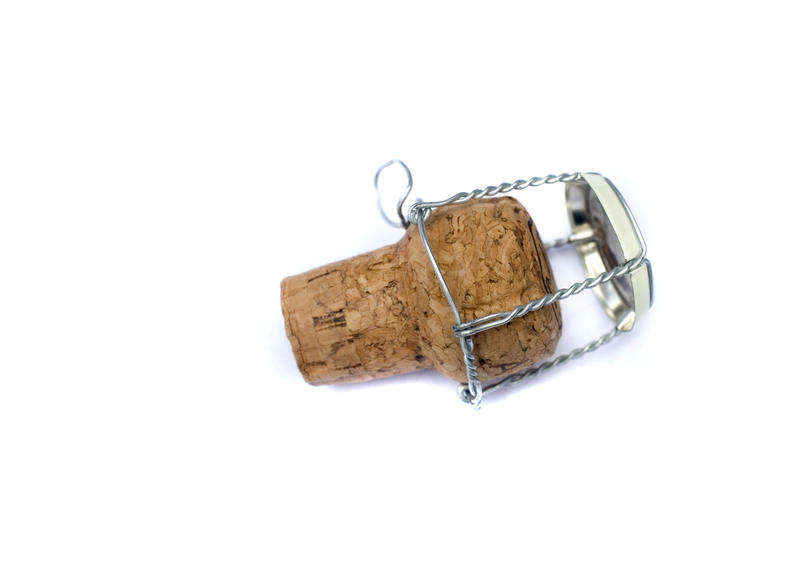 cork from a bottle of champagne sparkling wine and wire muselet or cage