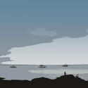 4381   illustrated coastal scene