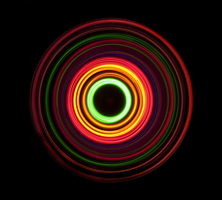 multi-coloured defuse concentric circles of light "good morning dave"
