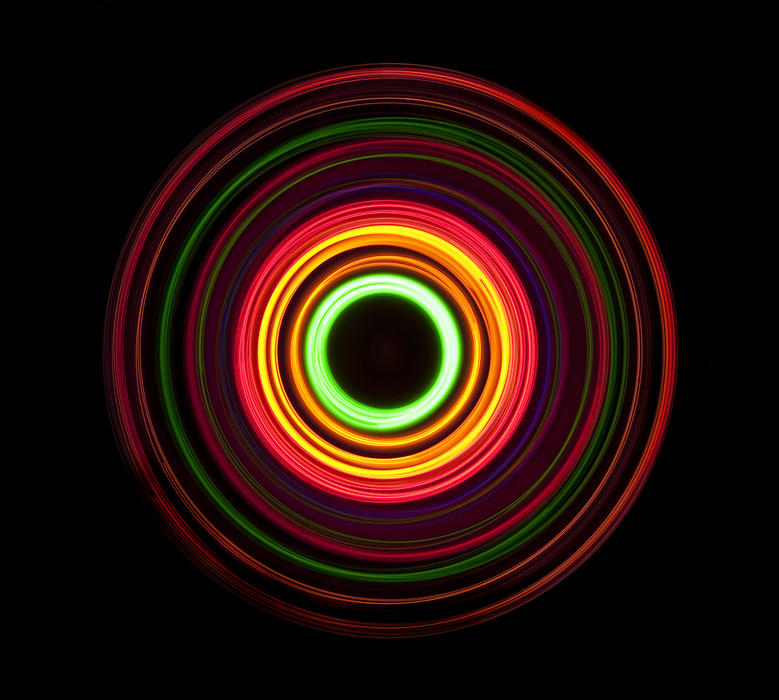 multi-coloured defuse concentric circles of light "good morning dave"